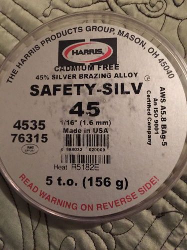 76315 Harris Safety-Silv 45 45% Silver Solder Brazing Alloy 5 Troy Ounce