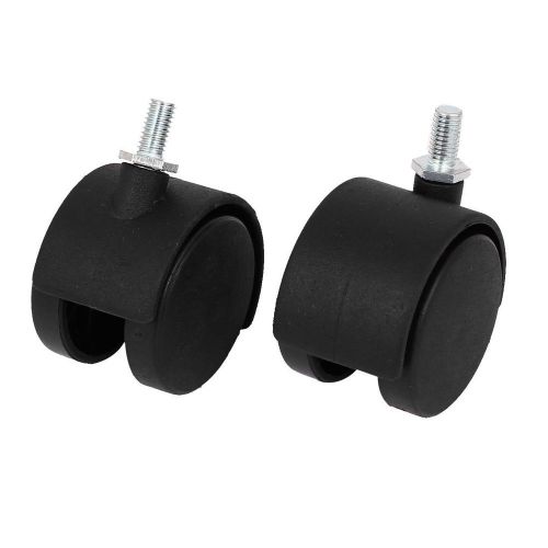 8mm threaded stem 2&#034; dia 360 degree rotation twin wheel chair swivel caster 2pcs for sale