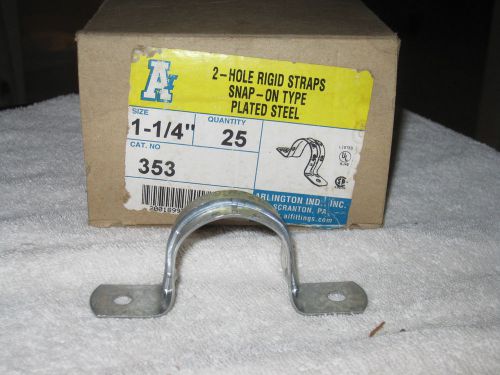 Arlington 353 1-1/4&#034; 2-hole pipe strap, rigid/imc, zinc plated steel, qty-25 for sale