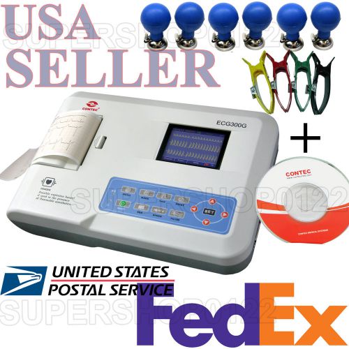 Us seller digital 3 channel 12 lead ecg/ekg machine + pc sync software ecg300g for sale