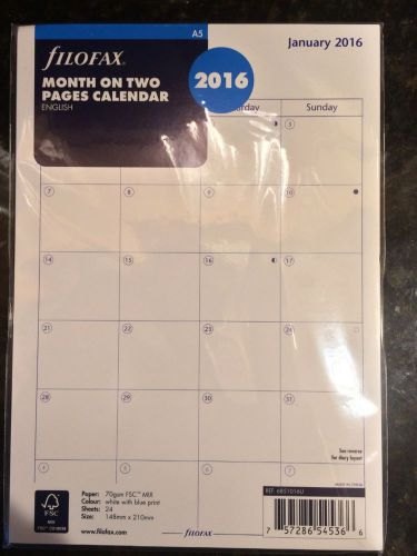 NIP Filofax A5 Calendar Refill 2016