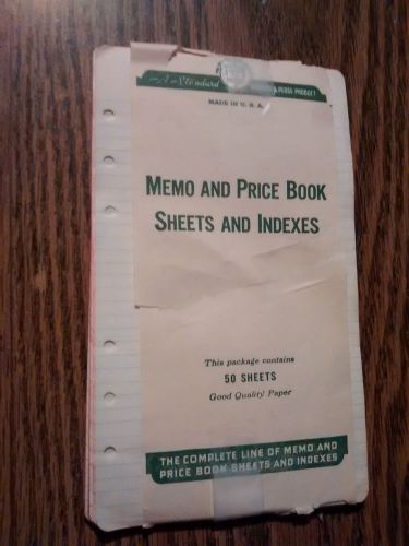 MEMO AND PRICE BOOK SHEETS --50 SHEETS--6 HOLES