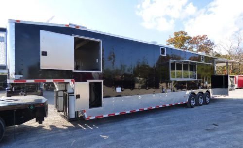 Concession trailer gooseneck black 8.5x45 bbq smoker event catering restroom for sale