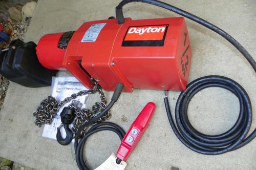 NEW Dayton Electric Chain Hoist 1/2 Ton 10ft Lift 16 fpm 230/460 3 phase 1000lb