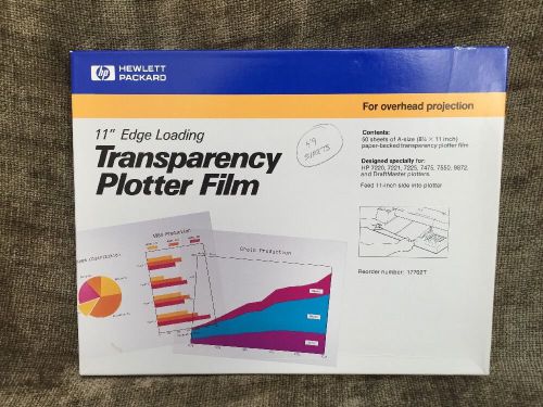 HP 8.5&#034;x11&#034; TRANSPARENCY PLOTTER FILM 11&#034; EDGE LOADING Open Box 49 SHEETS 17702T