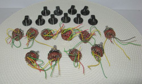 Lot of 10 alpha rotary switches with knob 1 pole 12 position used with leads for sale