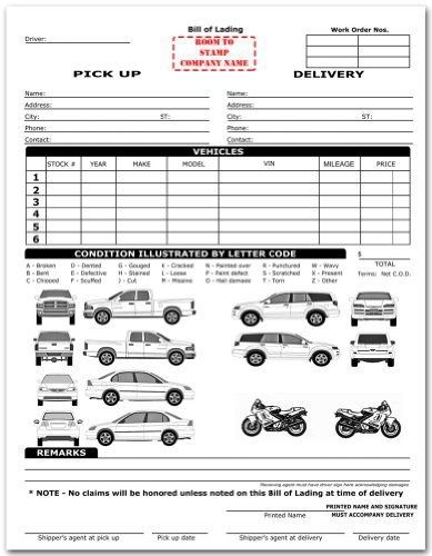 Vehicle Transport Bill of Lading Form