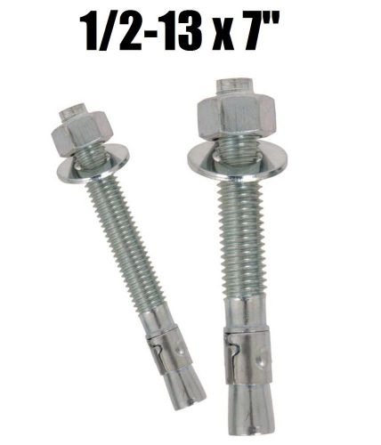 (Qty 100) 1/2-13 x 7&#034; Concrete Wedge Anchor Zinc Plated