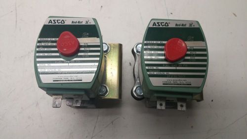 Lot of (2) asco red hat 8215g10 valve 11.6 watts pipe 3/8 25 psi used for sale