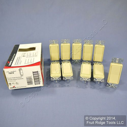 10 Cooper Ivory Decorator Rocker Light Switches 15A Single Pole 120/277V 7501V