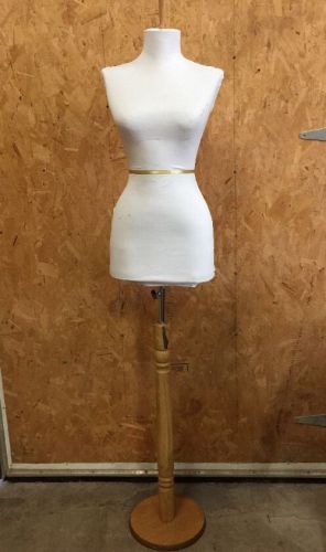 Vintage Mannequin Female Woman Torso Store Display Oak Base