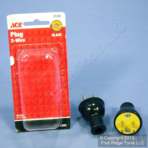 2 Ace Black Straight Blade Easy Grip Plug NEMA 1-15 15A 125V 31245