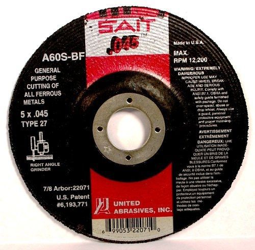 SAIT 22071 Type 27 5-Inch x .045-Inch x 7/8-Inch A60S General Purpose Depressed