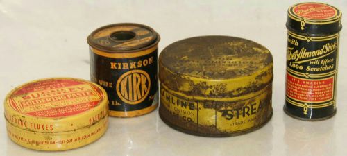 VINTAGE TIBET ALMOND STICK, BURNLEY SOLDERING PASTE, KIRKSON SOLDER WIRE &amp; FLUX