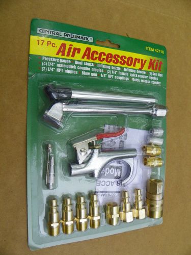 17 PIECE AIR COMPRESSOR ACCESSORY KIT NIPPLES NOZZLES