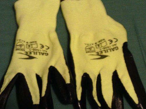 GALILEE NITRILE COATED WORK GLOVES 3 PAIR 3 DIF COLORS