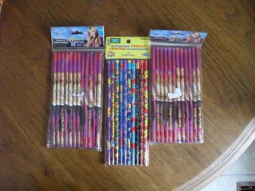 Lot of 34 (Total) Motivational &amp; Hanna Montana Wood Pencils - New