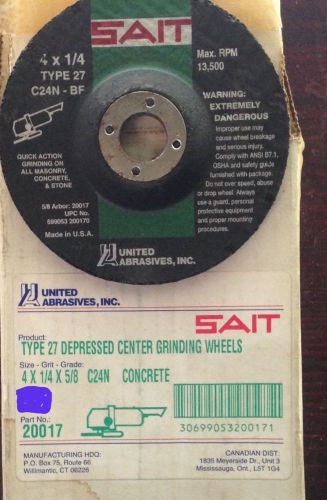 SAIT GRINDING WHEEL CONCRETE (PACK OF 14) 4 X 1/4 X 5/8 C24N, 20017