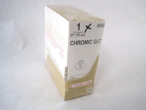 Ethicon 885H 1 Chromic Gut Absorbable Sutures 27&#034; CT-2 26mm 1/2c Taper 36 Count