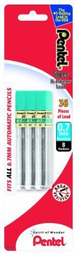 Pentel Super Hi-Polymer Lead Refill 0.7mm, B, 36 Pieces of Lead (L50BP3B-K6)