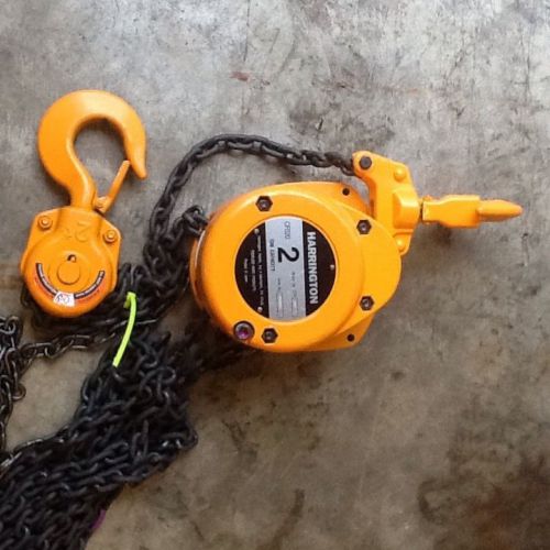 Harrington 2 Ton Capacity Manual Fall Chain Hoist 20ft Lift Chain 4000 Lb Cap.