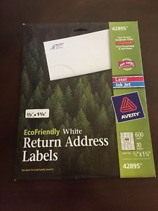 Avery Return Address Labels White 0.66 x 1.75 inches Pack of 600 (42895)