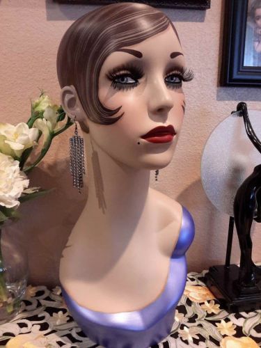 Vintage Style Art Deco Flapper 19&#034; Mannequin Head/ Hat Stand