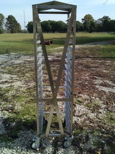 Aluminum Full Size Restaurant Sheet Pan Tray Rack w/ Wheels 17 Tiers Peaked Roof