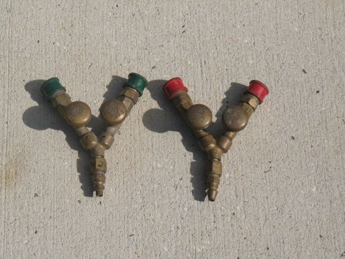 oxy. / acetylene welding gas splitter, coupler. Pair, actual shipping