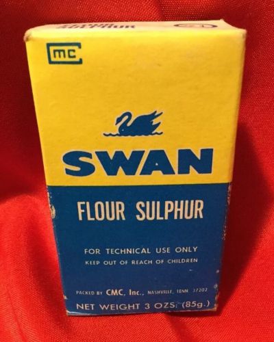 Vintage  Full  New  Box  SWAN  Flour  Sulfur  (Sulphur)  Powder ... 3  oz