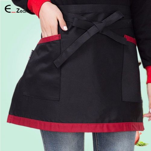 1pc universal apron short contrast black apron kitchen cooking waist apron black for sale