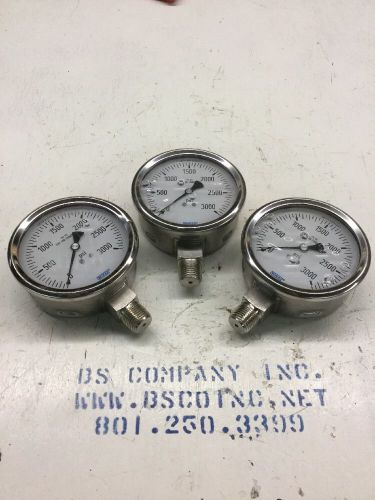 0-3000 psi wika glycerin filled gauge 4&#034; display 316ss tube &amp; conn, 1/2&#034; mnpt for sale