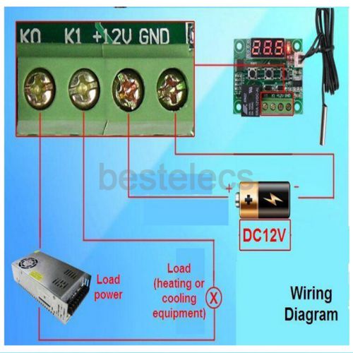 12V DC Digital Thermostat Temperature Control Switch with Waterproof sensor