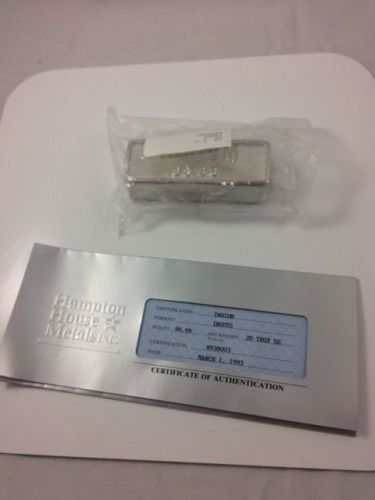 Indium Bar Ingot  20 Troy ounce Pure Metal 99.99%