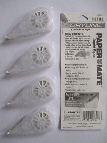 4 Liquid Paper Mate 80047 Dryline Correction Tape Refills for 80059 Dispensers