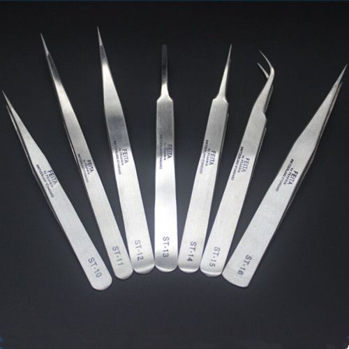 Tweezers set anti static stainless steel nipper maintenance repair tool 7 pcs for sale