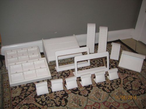 Lot 105 ~18 piece assort. white faux leather earring jewelry display components for sale
