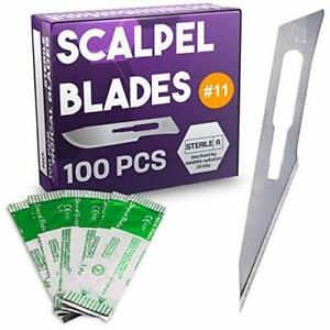Pack of 100 Disposable Surgical Blades 11, Size 11 Scalpel Blades for Surgical