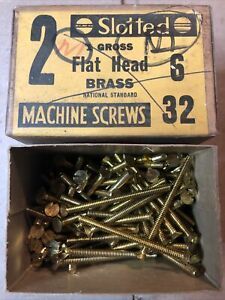 1 Pound Of Brass Flat head Machine Screws 2&#034; long-32 Tpi Continental Screw Co. !