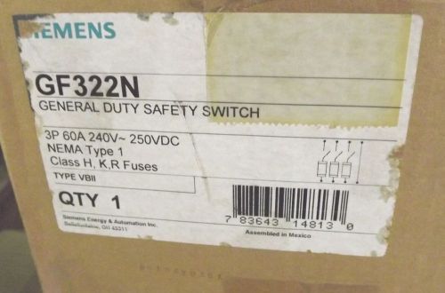 Nib siemens gf322n 60 amp 3p 4 wire for sale