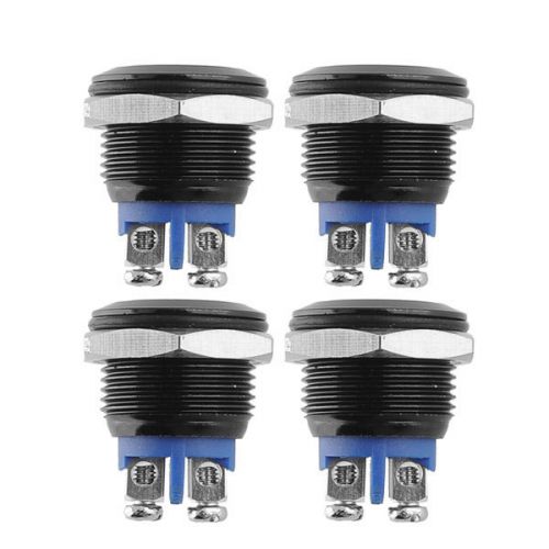 4pc 16mm Start Horn Button Momentary Metal Push Button Flat Screw Terminals