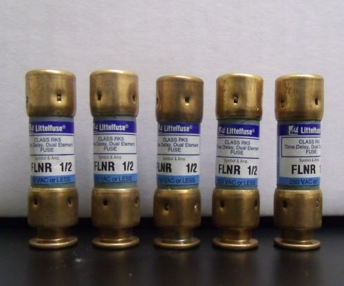 5 BRAND NEW LITTELFUSE FLNR-1/2 1/2A 250V FLNR1/2 TIME DELAY DUAL ELEMENT