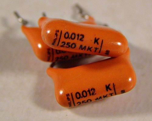 5 Mullard Philips .012uf 250V Metallized Polyester Capacitors NOS Guitar Tone