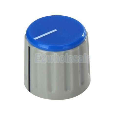 Blue Plastic Potentiometer Control Knob Cap Switch 6mm Shaft Brass Core Dia19mm