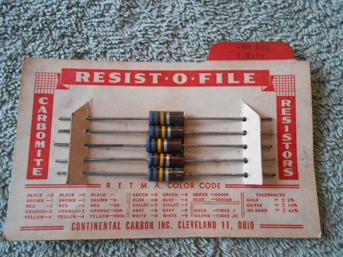 Nos new .68 meg. ohm 1 watt lot of 5 carbon resistors &#039;resist-o-file&#039; carbomite for sale