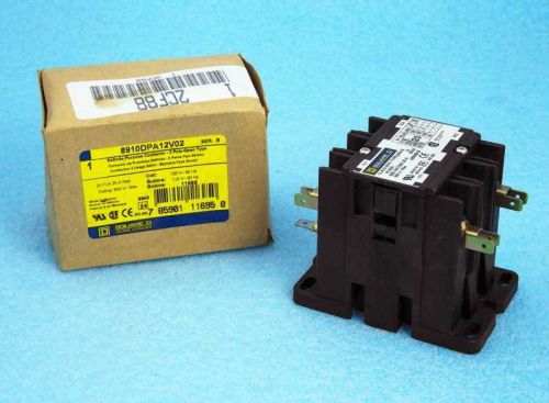 NEW SQUARE D Definite Purpose Contactor 8910DPA12V02, 2 pole 20/25 AMPS