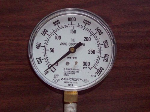 Ashcroft 35-w1005p-02l-xul 300 psi pressure gauge 2000 kpa fire protection for sale