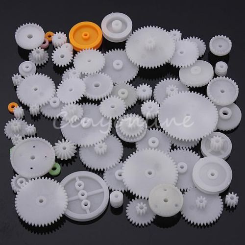 64pcs Type Plastic Shaft Single Double Reduction Crown Worm Gears DIY For Robot