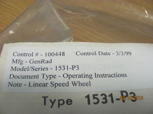 GENERAL RADIO MODEL 1531-P3: Linear Speed Wheel - Operating Instructions