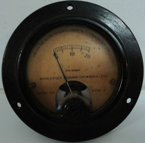 VTG Weston 301 Round Panel Meter KS-9490 Aviation 0-20 Type 5 Ham Radio